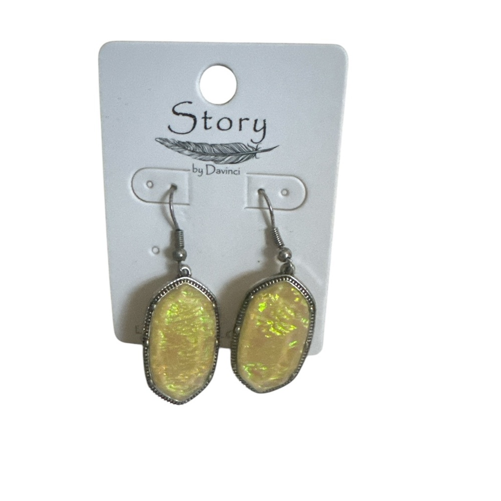 NWT Iridescent  Fish Hook Yellow Earrings
